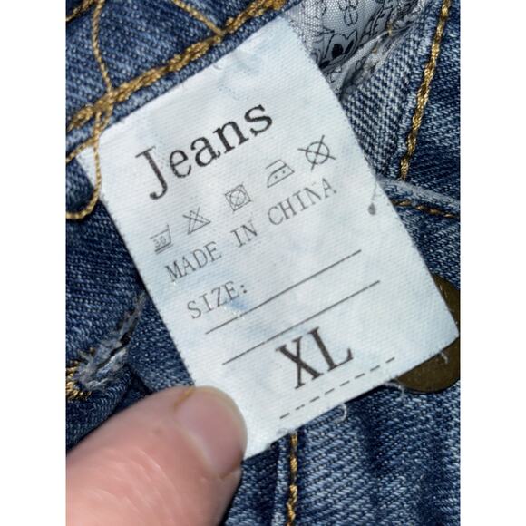 Womens Denim Bib Overalls XL Jeans Brand Distressed Comfortable - Picture 4 of 10